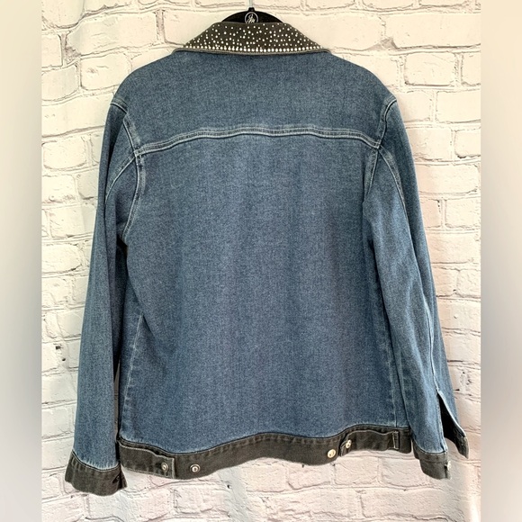 🔥HOST PICK🔥Quicker Factory Denim Jean Jacket Rhinestone Collar and Pockets - Picture 4 of 6